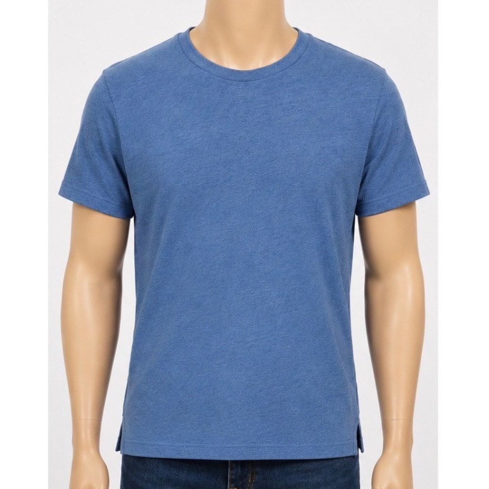 Lucky Brand Mens Blue Heathered Pattern Crew Neck T-Shirt Small S Short Sleeve
